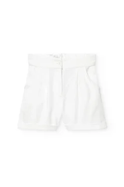 Bermuda in viscosa per bambina di colore bianco