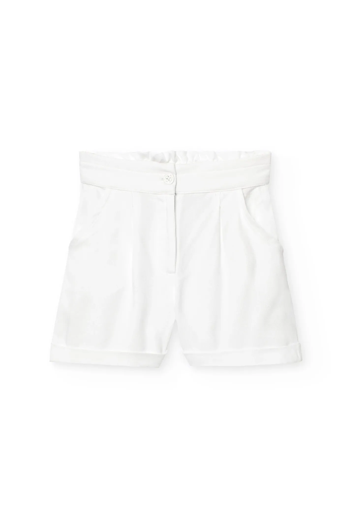 Bermuda in viscosa per bambina di colore bianco