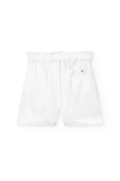 Bermuda in viscosa per bambina di colore bianco