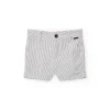 Bermuda oxford per bambino a righe grigie e nere