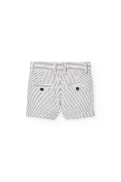 Bermuda oxford per bambino a righe grigie e nere