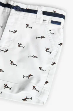 Bermuda oxford per bambino in colore bianco con stampa di animaletti