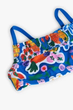 Bikini in poliammide per bambina con stampa di frutta