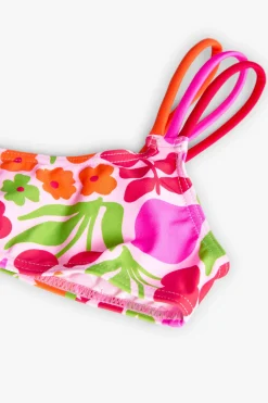 Bikini in poliammide per bambina con stampa floreale
