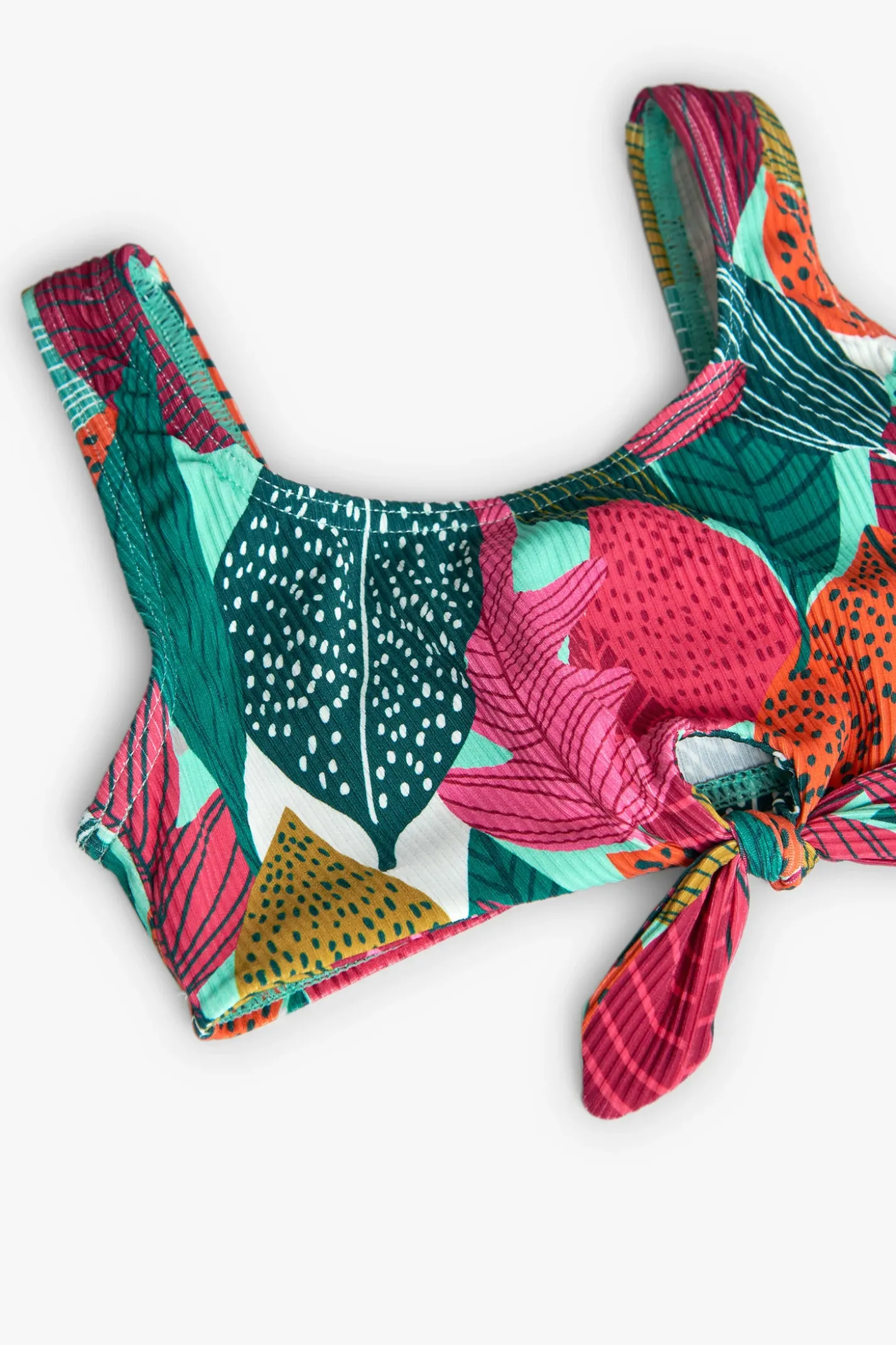 Bikini in poliammide per bambina con stampa di foglie
