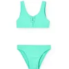 Bikini lavorato fantasia per bambina in colore verde