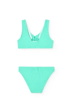 Bikini lavorato fantasia per bambina in colore verde