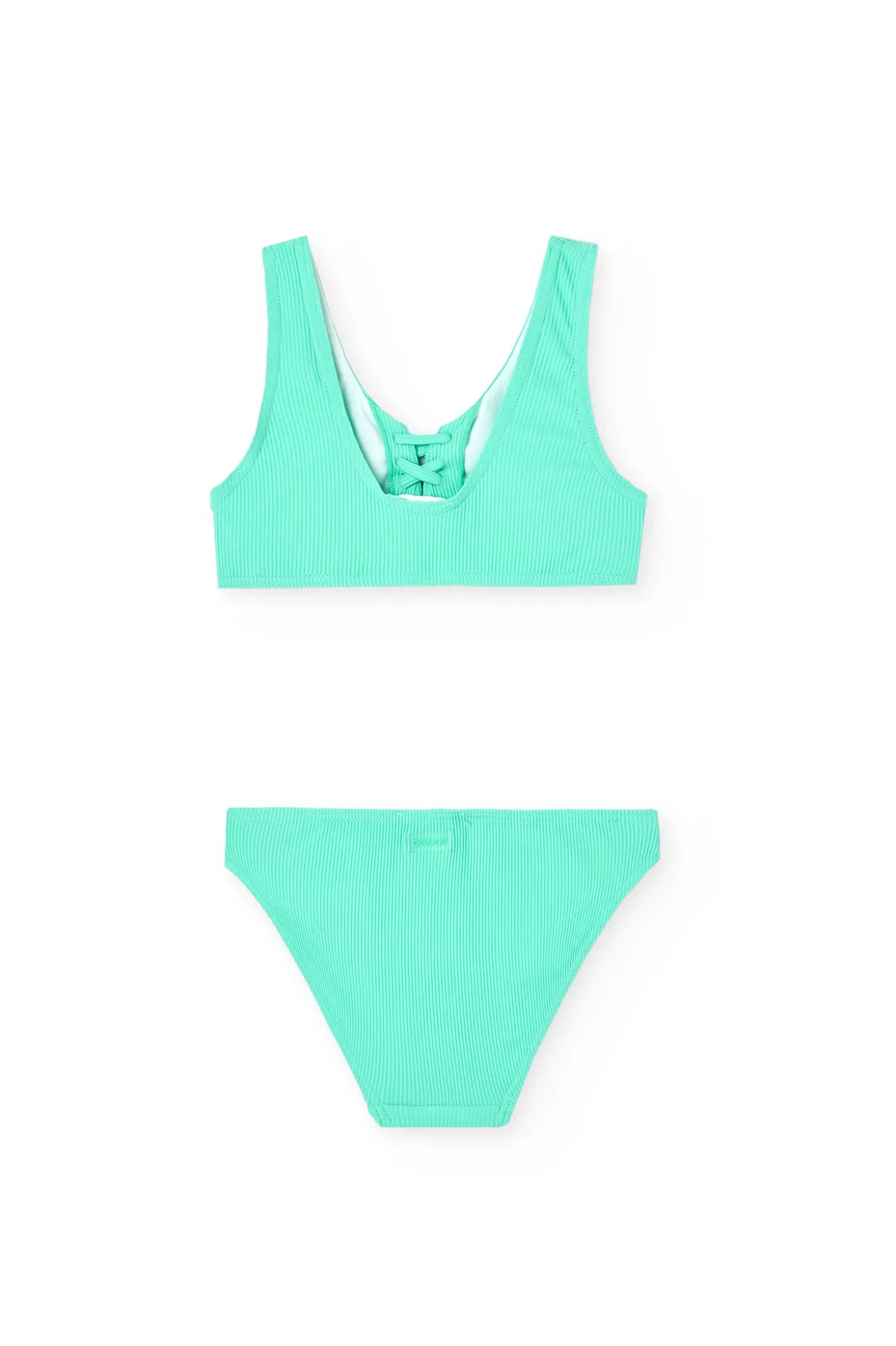 Bikini lavorato fantasia per bambina in colore verde