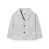 Blazer oxford per bambino con righe blu e grigie