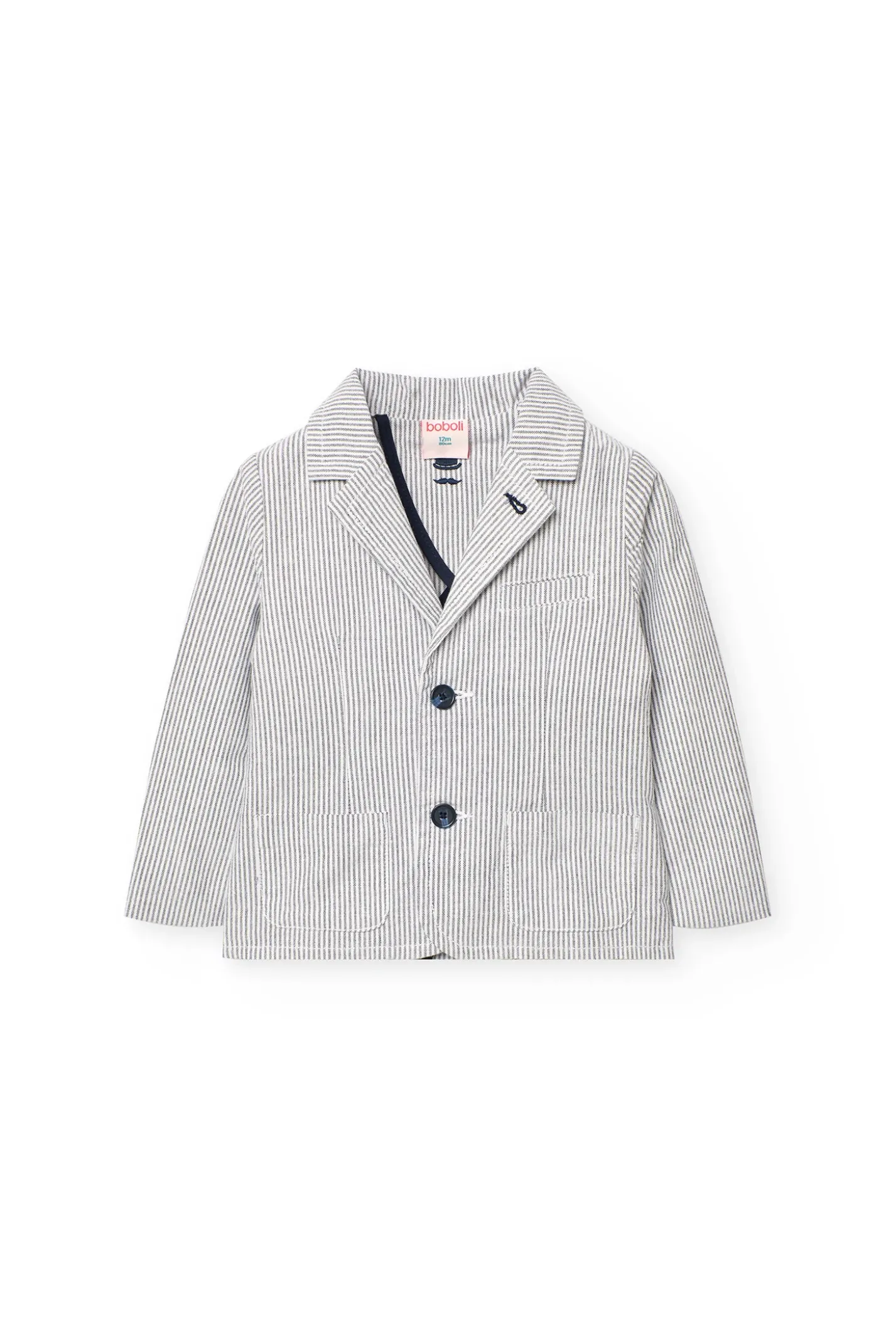 Blazer oxford per bambino con righe blu e grigie