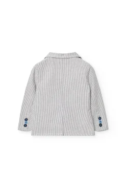Blazer oxford per bambino con righe blu e grigie