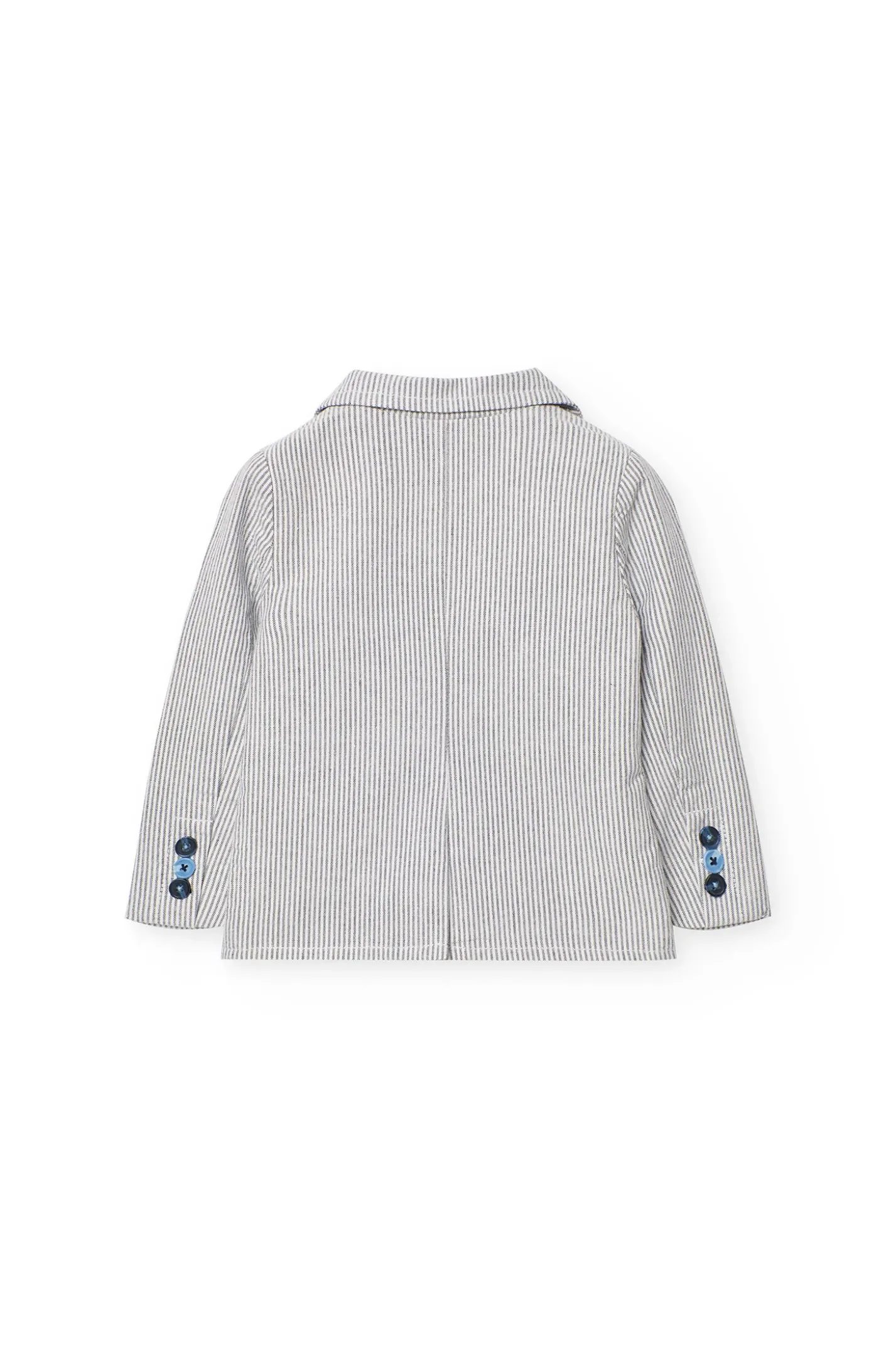 Blazer oxford per bambino con righe blu e grigie