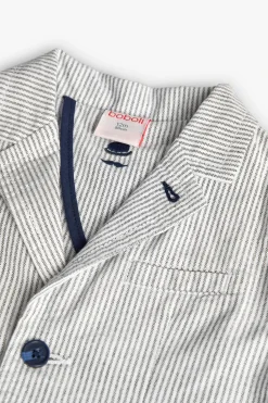 Blazer oxford per bambino con righe blu e grigie