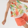 Blusa di chiffon plissettato per bambina con stampa floreale.