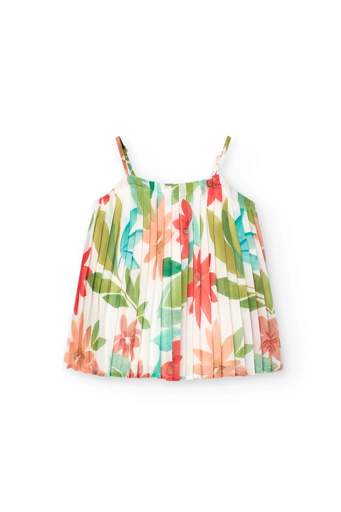 Blusa di chiffon plissettato per bambina con stampa floreale.