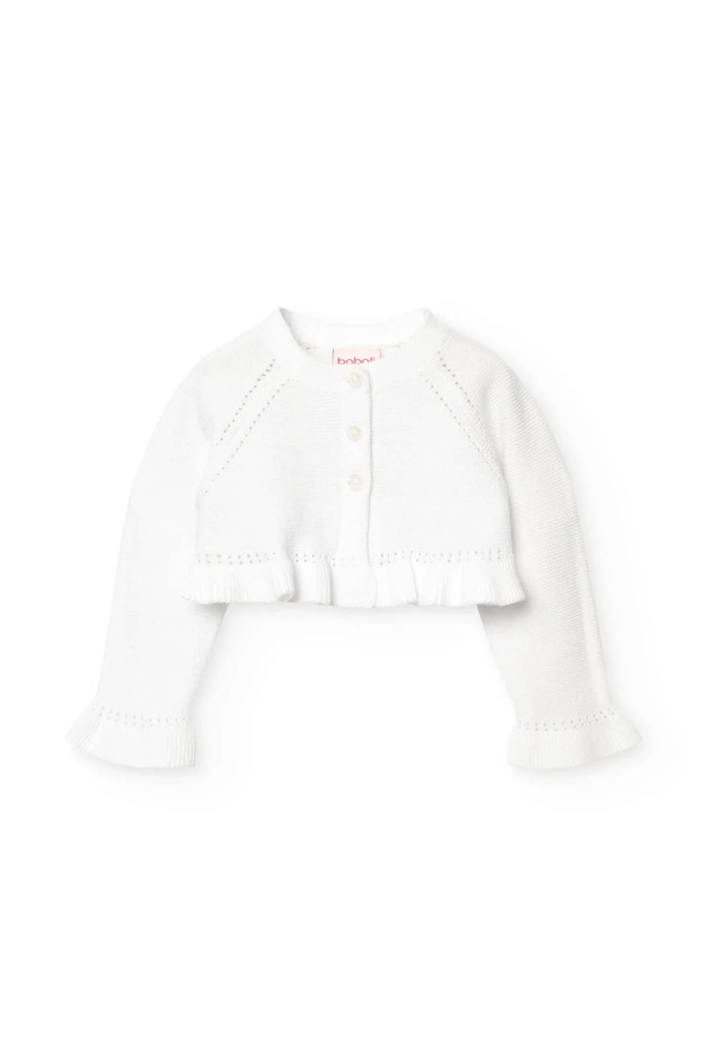 Bolero in maglia per neonata di colore bianco
