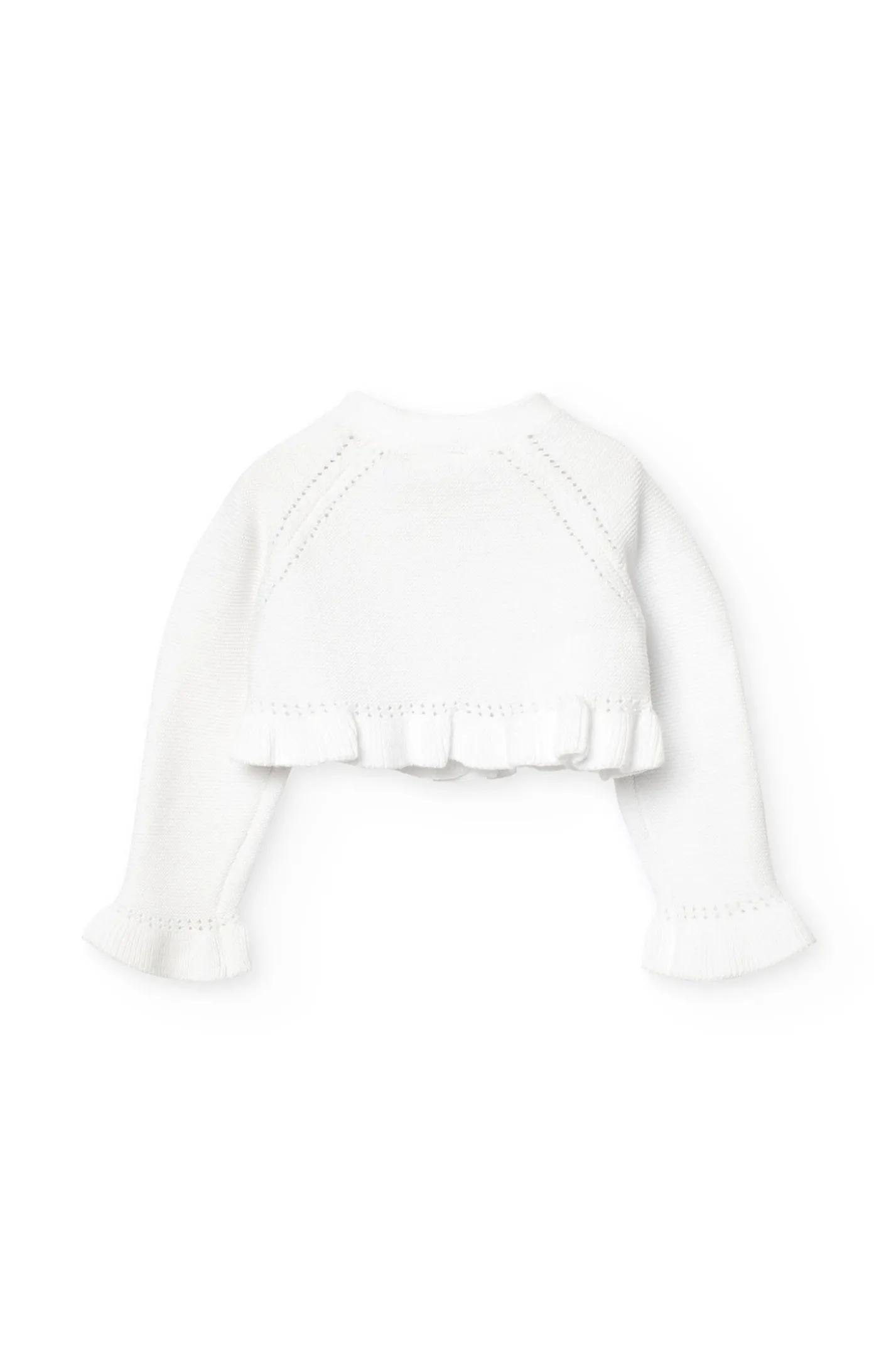 Bolero in maglia per neonata di colore bianco