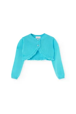 Bolero in maglia per neonata di colore blu