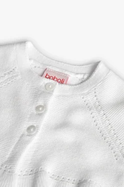Bolero in maglia per neonata di colore bianco