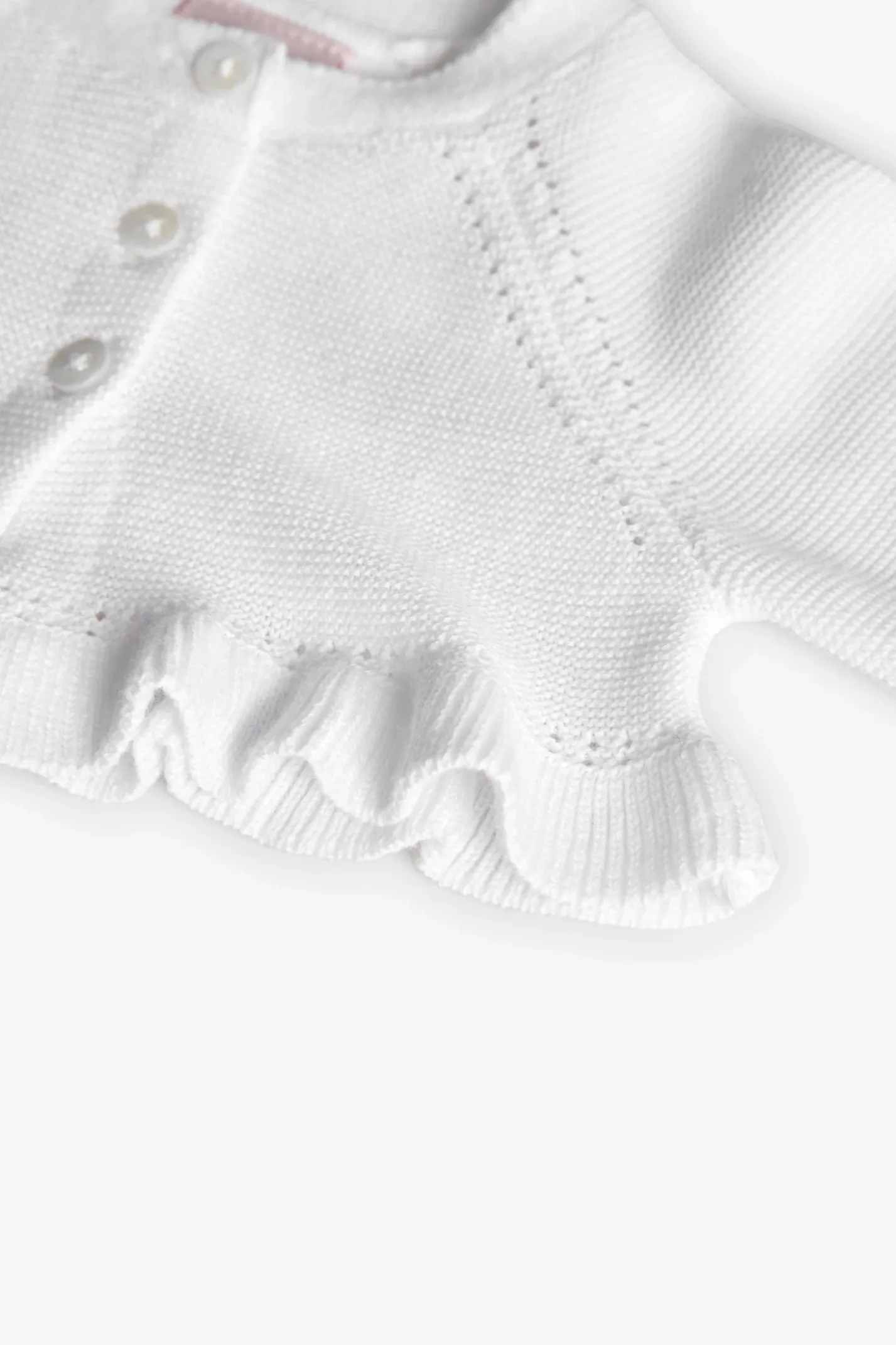 Bolero in maglia per neonata di colore bianco