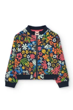 Bomber in maglia per bambina con stampa floreale