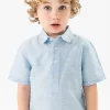 Camicia corta di lino per bambino in colore blu