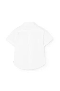 Camicia corta di lino per bambino in colore bianco