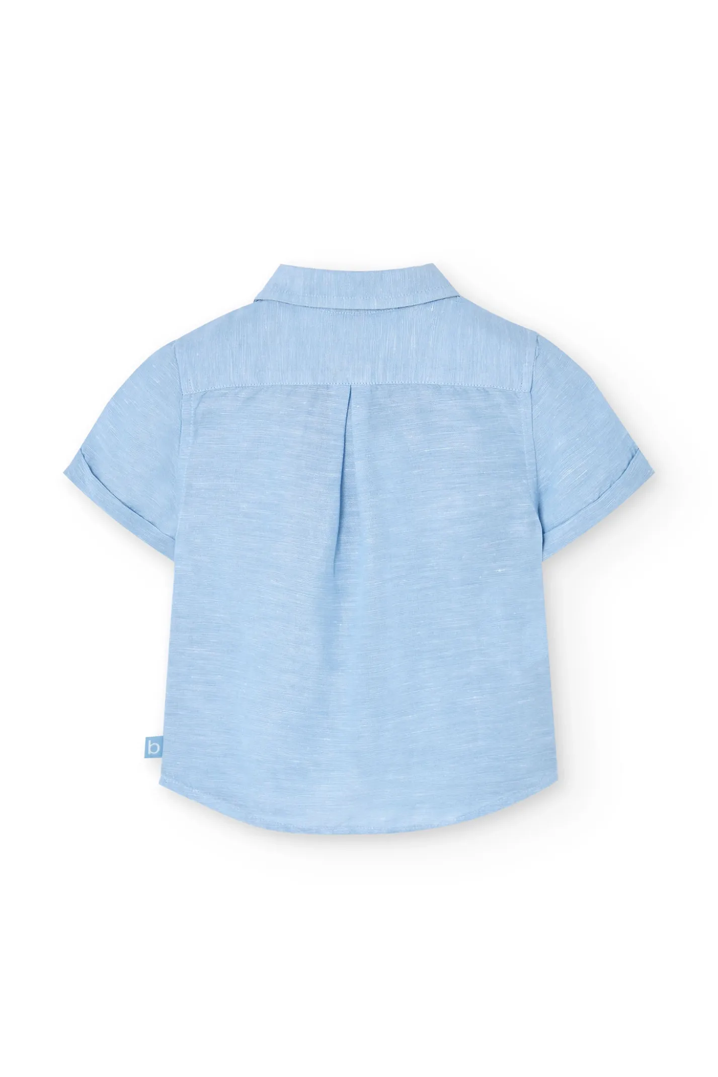 Camicia corta di lino per bambino in colore blu