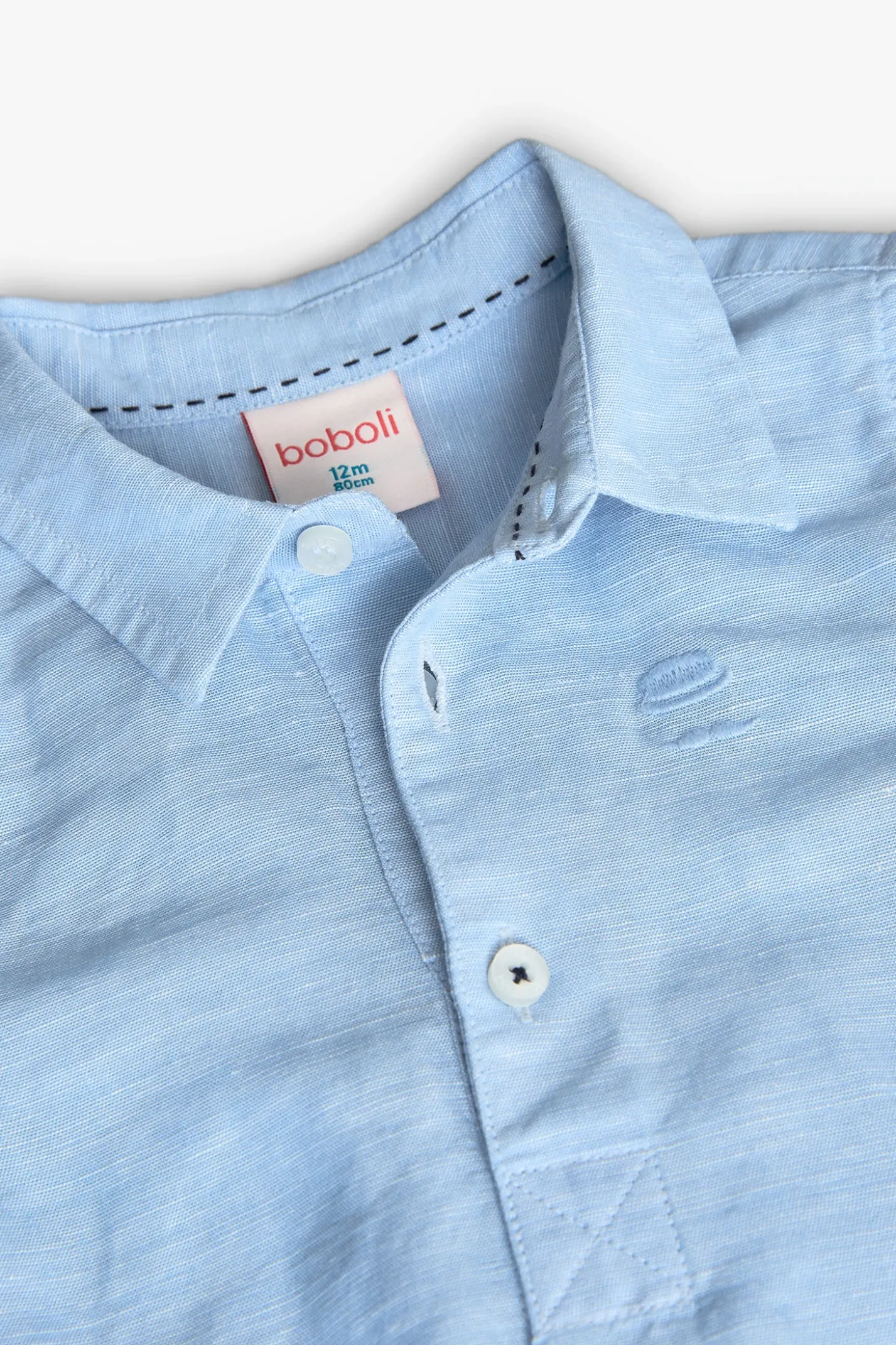 Camicia corta di lino per bambino in colore blu
