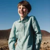 Camicia di lino per bambino in colore verde a maniche lunghe