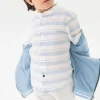 Camicia di lino per bambino a righe blu e bianche