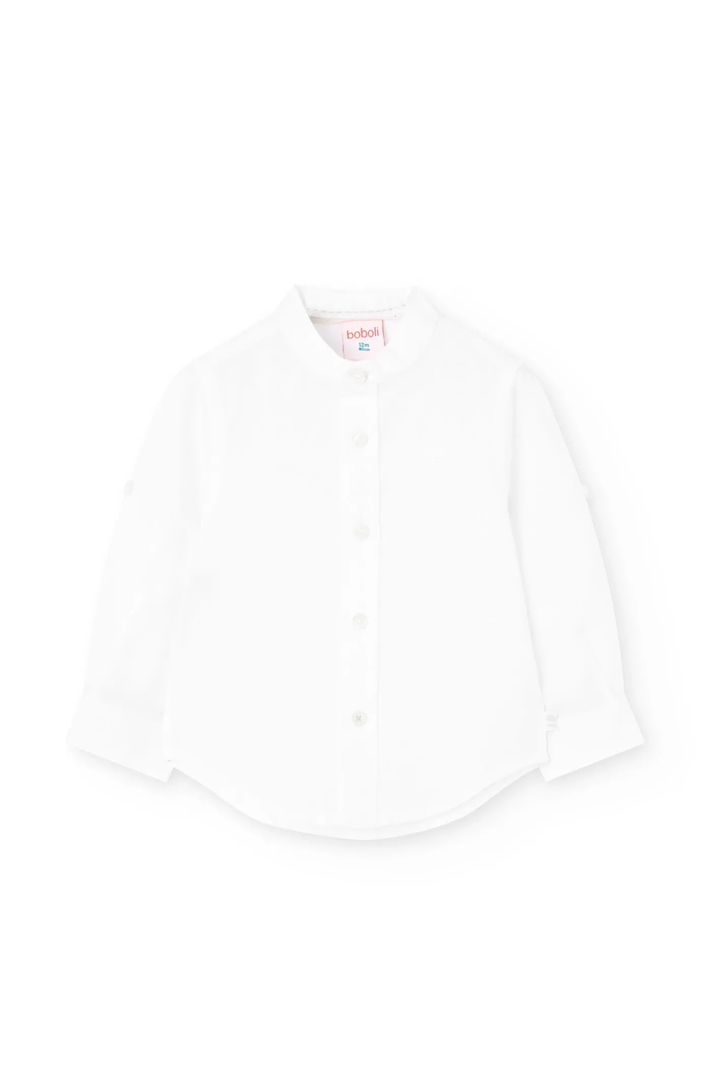 Camicia di lino per bambino in bianco a maniche lunghe