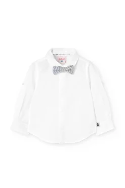 Camicia di lino per bambino in bianco con papillon