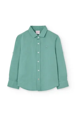Camicia di lino per bambino in colore verde a maniche lunghe
