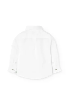 Camicia di lino per bambino bianca con manica lunga