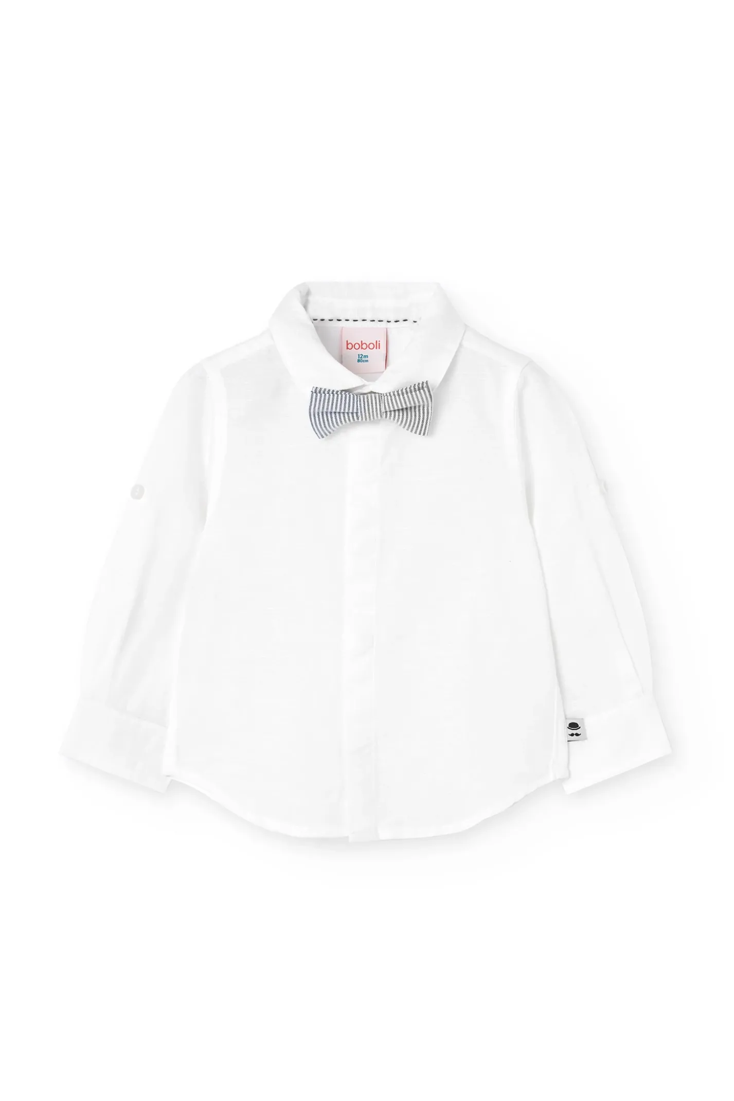 Camicia di lino per bambino in bianco con papillon