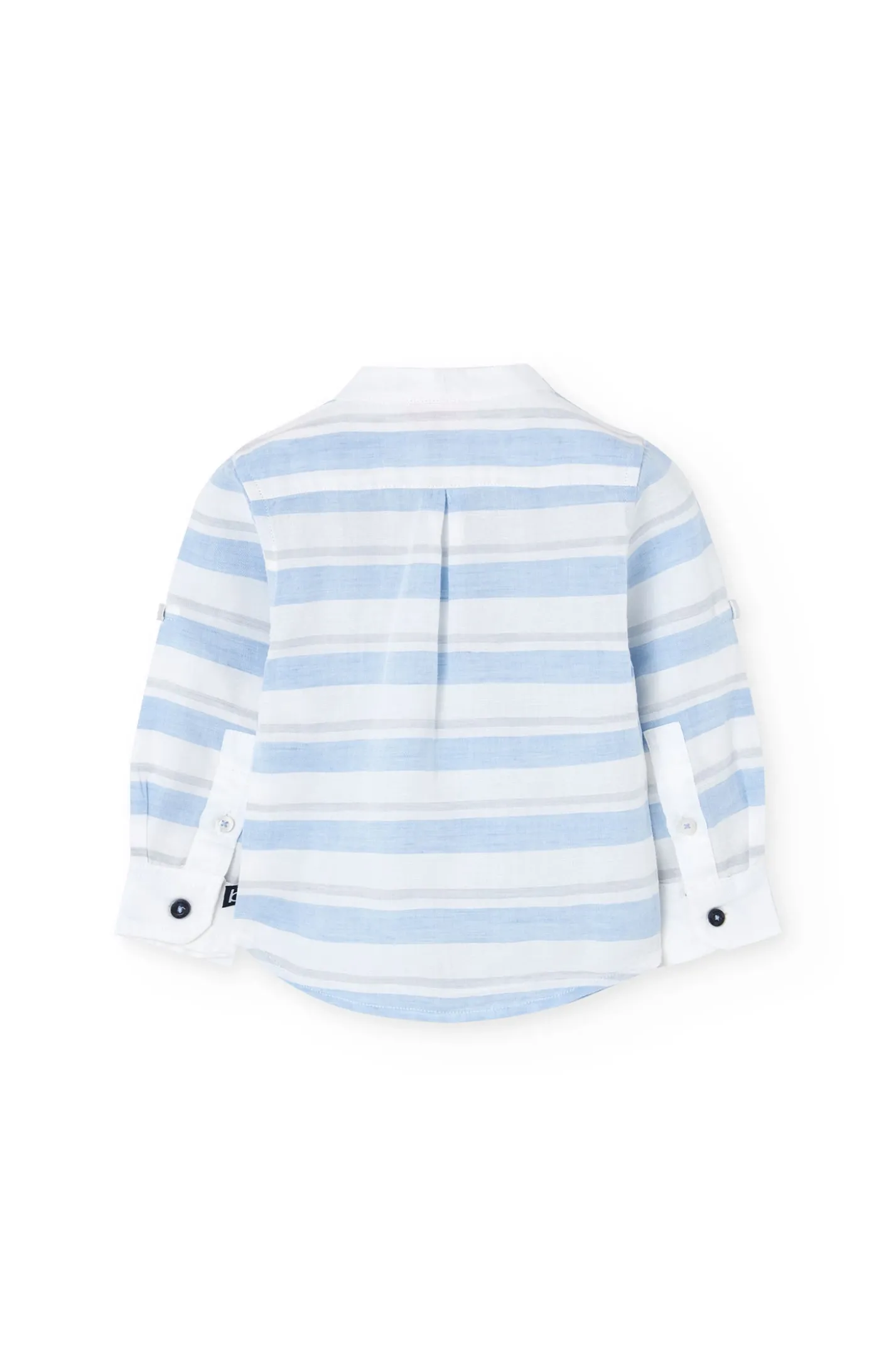 Camicia di lino per bambino a righe blu e bianche