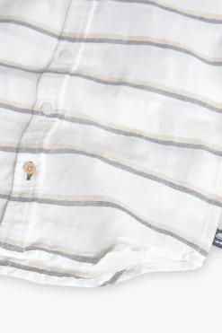 Camicia di lino per bambino a righe in bianco e grigio