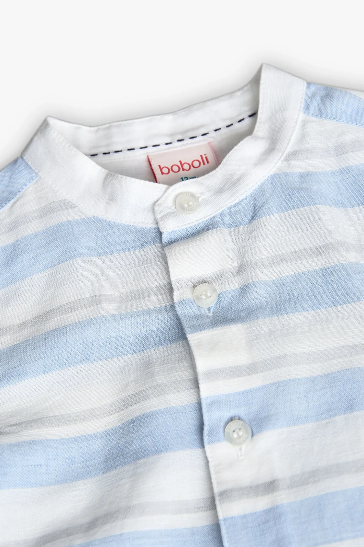 Camicia di lino per bambino a righe blu e bianche