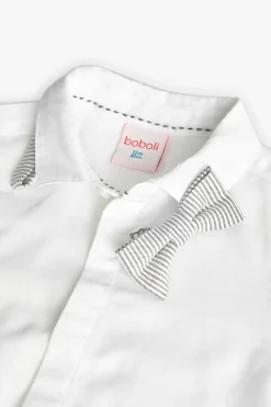 Camicia di lino per bambino in bianco con papillon