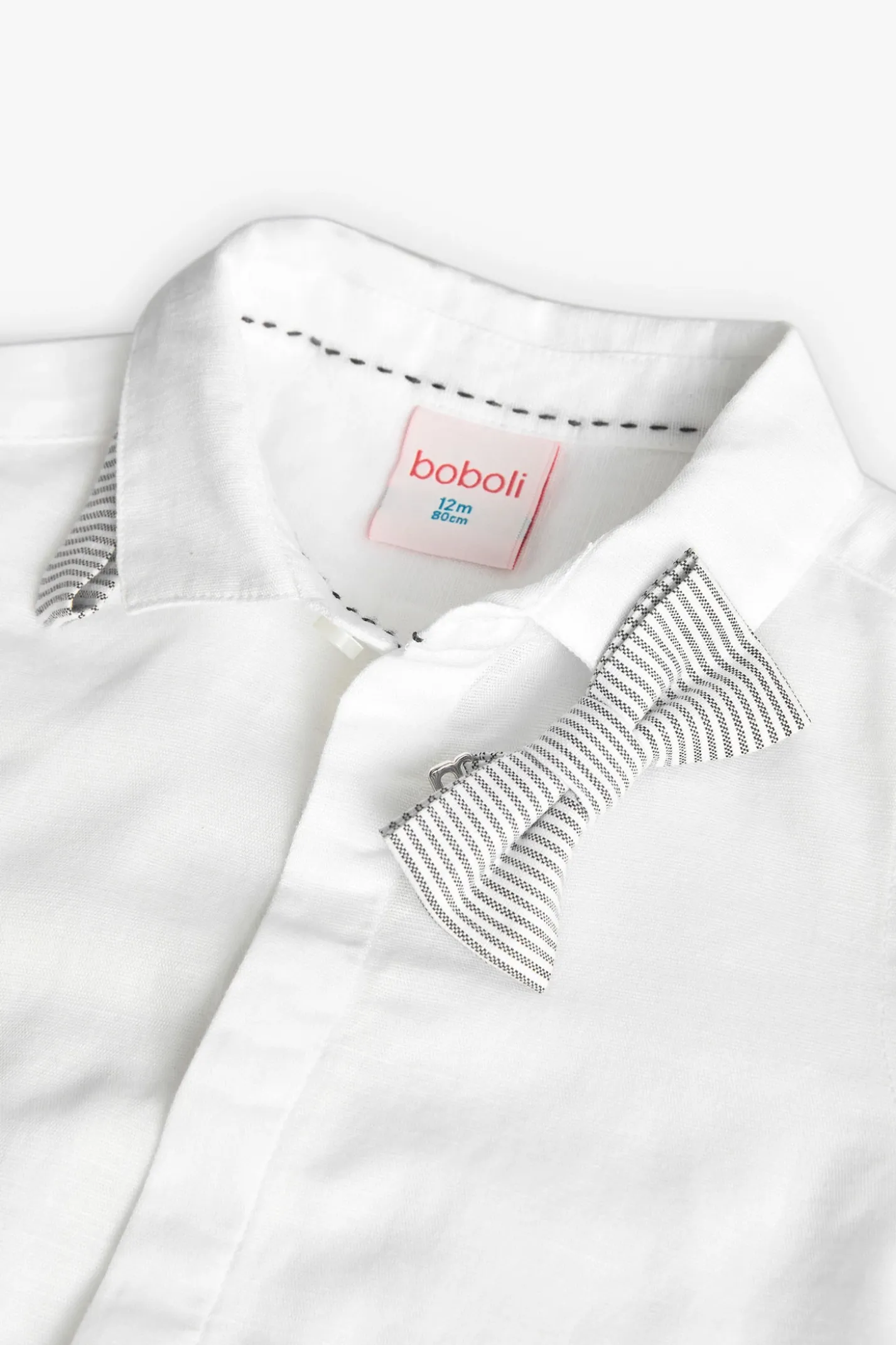 Camicia di lino per bambino in bianco con papillon