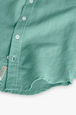 Camicia di lino per bambino in colore verde a maniche lunghe