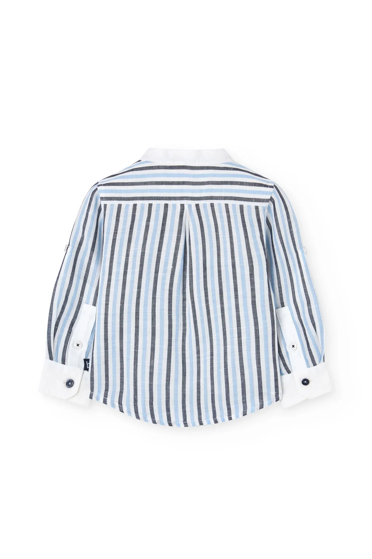 Camicia di lino per neonato a righe in blu e bianco