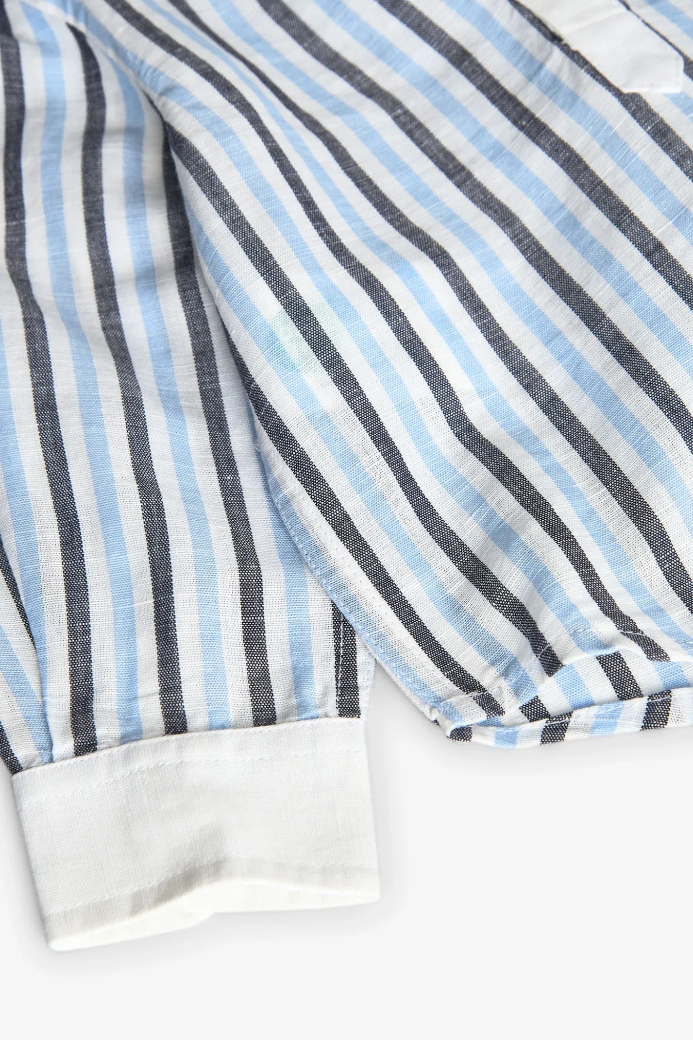 Camicia di lino per neonato a righe in blu e bianco