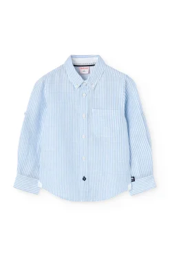 Camicia di popeline per bambino a righe blu