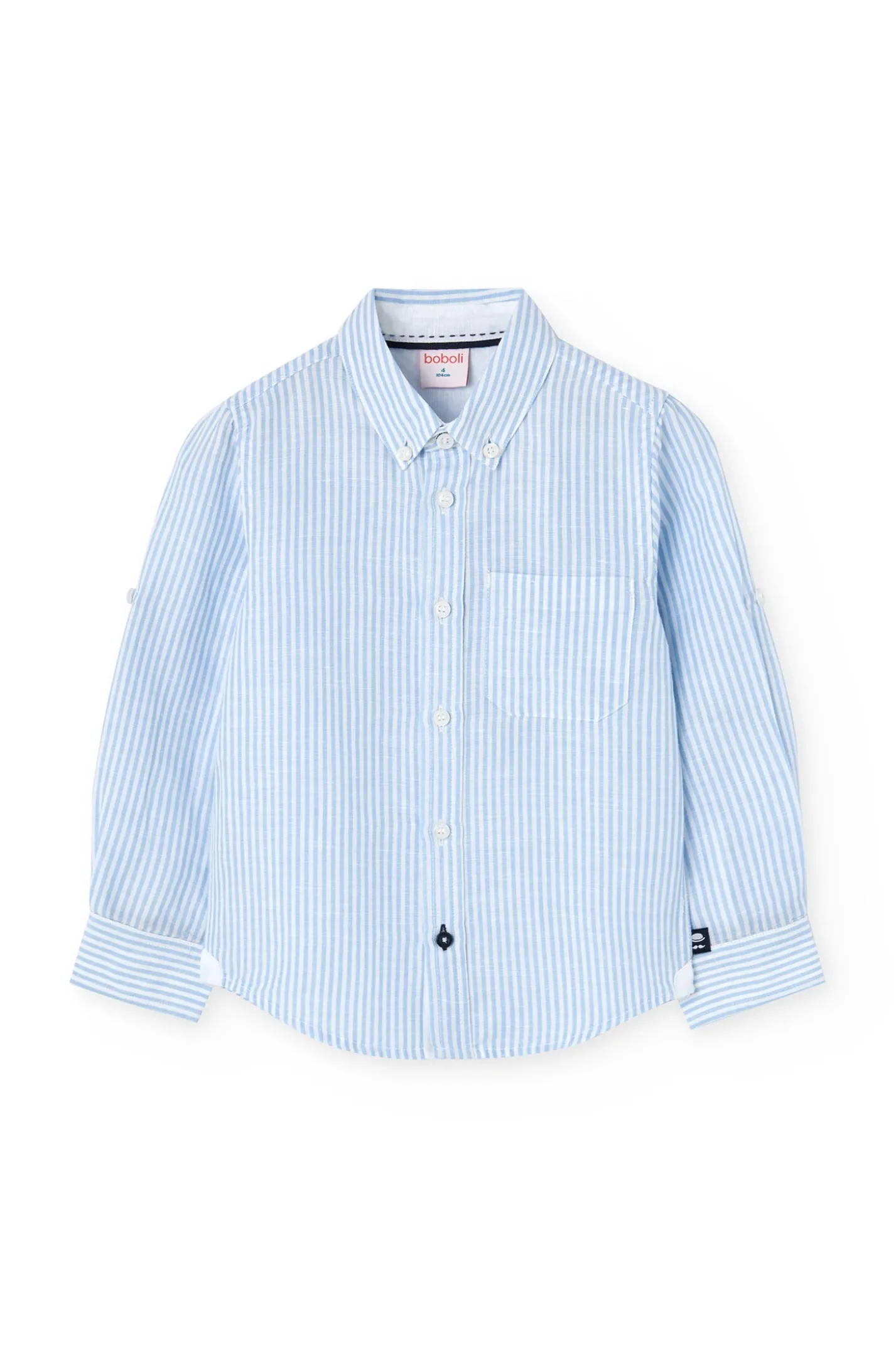 Camicia di popeline per bambino a righe blu