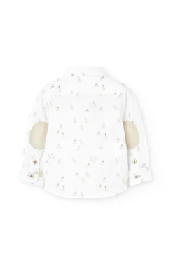 Camicia di popeline per neonato in colore bianco con stampa