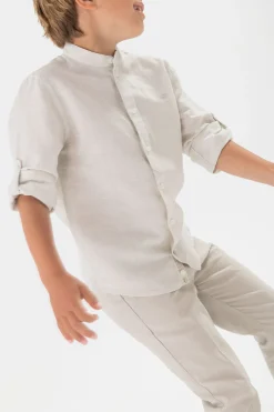 Camicia in popeline per bambino di colore bianco