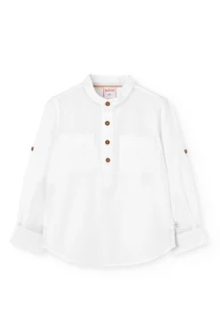 Camicia in popeline per bambino di colore bianco