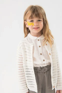 Camicia in popeline per bambina in colore bianco con ricamo